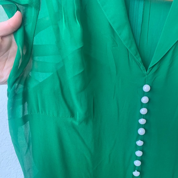 Unique Vintage Green Chiffon Cap Sleeve Paige Dress - Picture 4 of 6